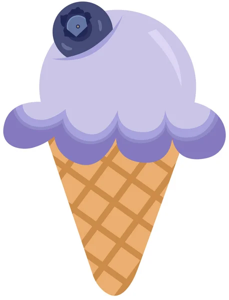 美味的蓝莓冰淇淋蛋筒 — 图库矢量图片