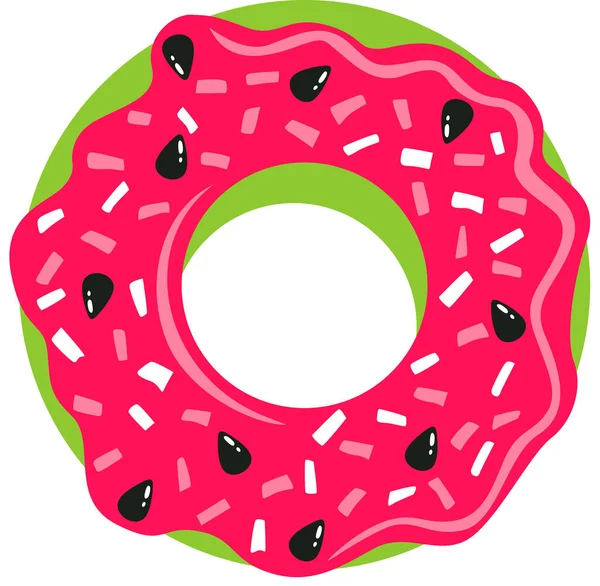 甜甜的西瓜粉红甜甜圈 — 图库矢量图片