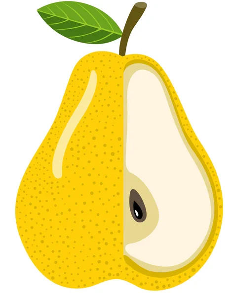 白で隔離された新鮮な黄色の梨 — ストックベクタ