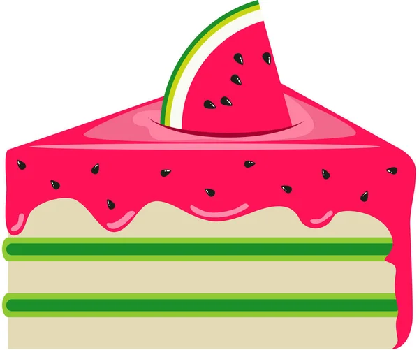 Stukje Smakelijke Watermeloen Zoete Taart — Stockvector