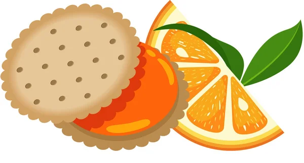 Galleta Sandwich Con Crema Naranja — Vector de stock