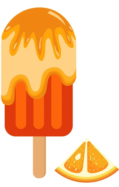 Delicious Ice Cream Stick Orange — Stock Vector