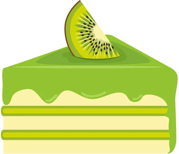 Pièce Gâteau Sucré Kiwi Savoureux — Image vectorielle