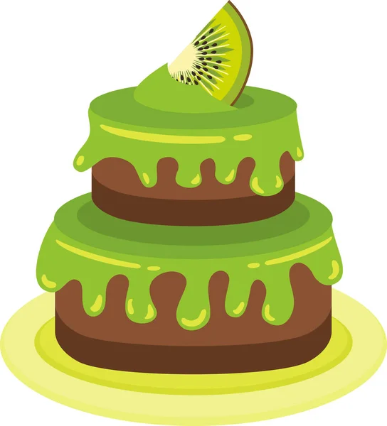 Torta Gustosa Con Fetta Fresca Kiwi — Vettoriale Stock