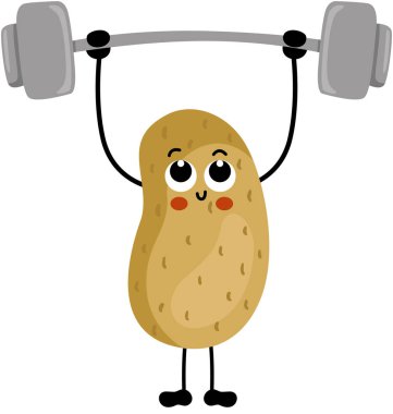 Komik patates maskotu spor salonu yapar.