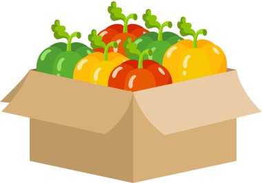 Cardboard box full with peppers