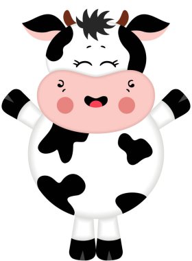 Happy cute cow isolated on white