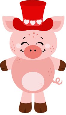 Adorable pig with red hat