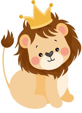 Adorable lion sitting with crown on head