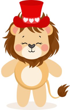 Cute lion with red hat