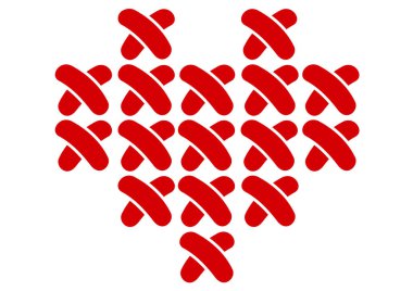 Red heart embroidered in cross stitch