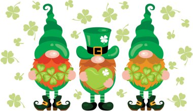 Three funny St Patrick s Day gnomes clipart