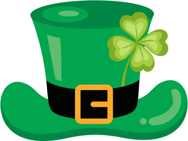Green Saint Patricks Sombrero Día Con Trébol — Vector de stock