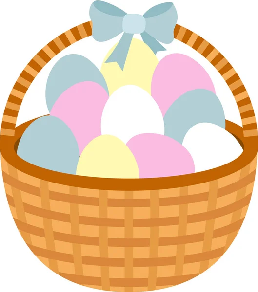 Brown Basket Easter Eggs — Stockvector