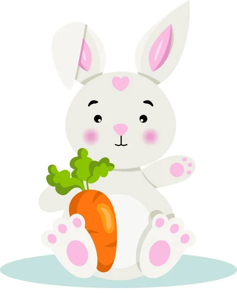 Adorable Easter Bunny Holding Carrot — Stock Vector