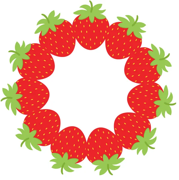 新鲜草莓圆形空白框 — 图库矢量图片