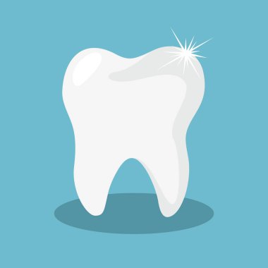 Mavi arka plan simgesine sağlıklı beyaz diş