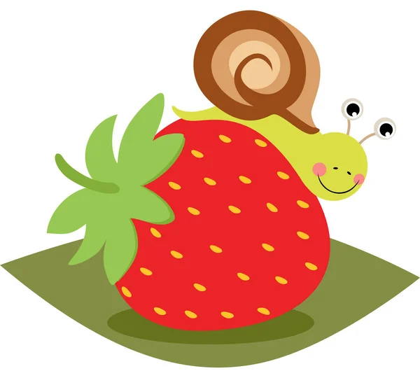 Cute Snail Strawberry — Stock Vector