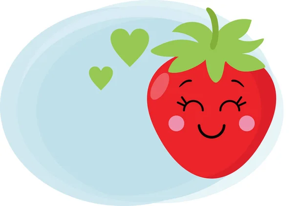 Strawberry Lucu Dengan Latar Belakang Biru Label Kosong - Stok Vektor