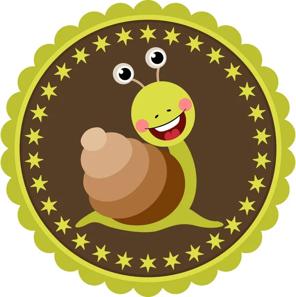 Funny Snail Label Sticker — Stockový vektor