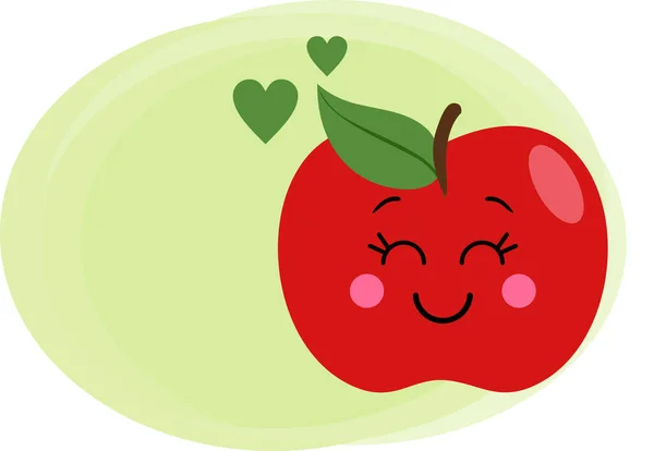 Roligt Äpple Med Tom Etikett Grön Bakgrund — Stock vektor