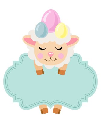 Boş levhası olan şirin bir Paskalya koyunu.