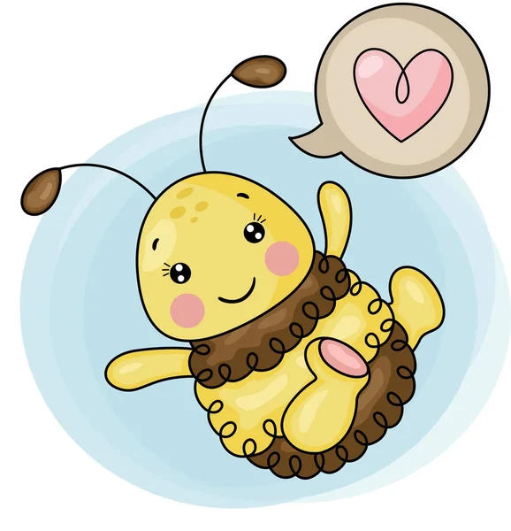Lustige Biene Mit Sprechblase Und Liebesherz — Stockvektor