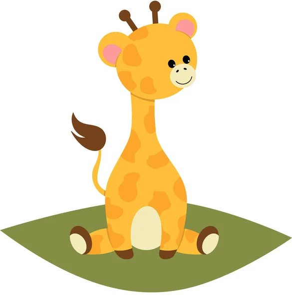 Girafa Bonito Sentado Selva —  Vetores de Stock