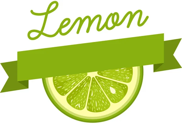 Lemon Slice Green Ribbon Paper — Stock Vector