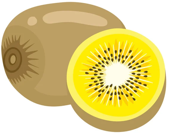 Owoce Kiwi Żółty Białym Tle — Wektor stockowy