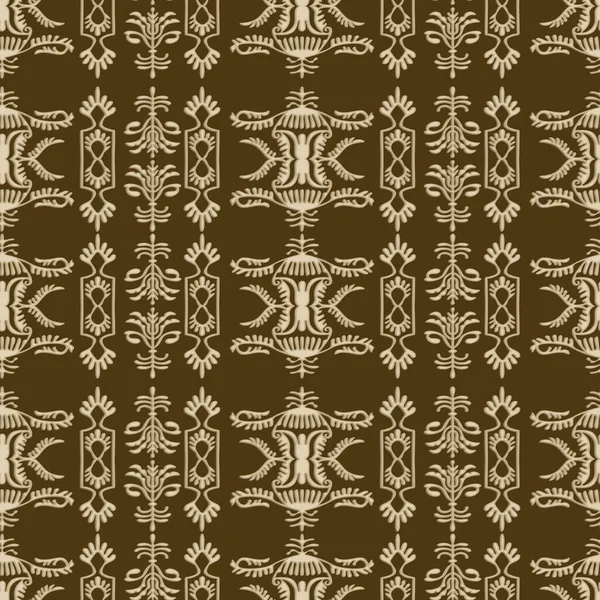 Ornamental Elegance Seamless Pattern Design Brown Background — Stock Vector
