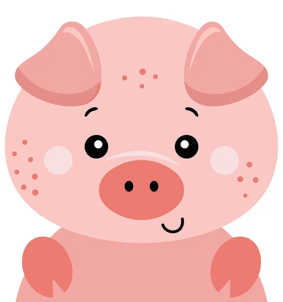 Drôle Porc Peeking Isolé Sur Blanc — Image vectorielle