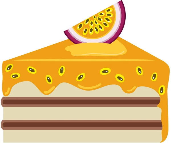 Pedazo Sabroso Pastel Dulce Fruta Pasión — Archivo Imágenes Vectoriales