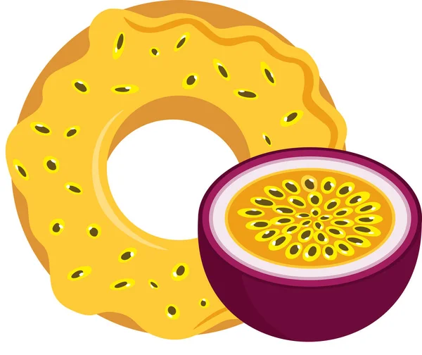Süßer Donut Aus Passionsfrucht — Stockvektor
