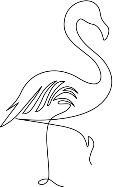 Umriss Schwarze Ikone Des Flamingos — Stockvektor