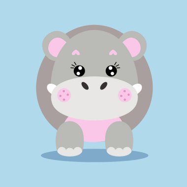 Mavi arka planda şirin su aygırı