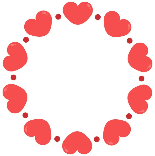 Kulatý Prázdný Rám Červeným Srdcem — Stockový vektor
