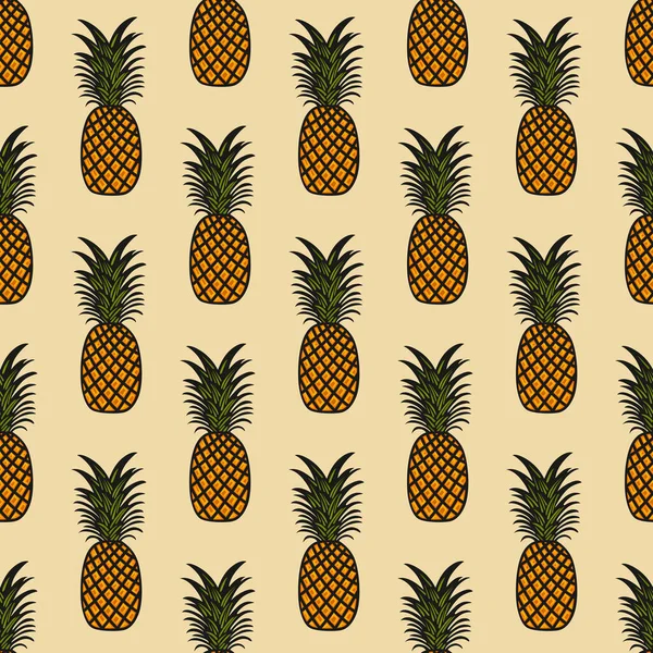 Ananas Tropikal Meyvesiz Desen Tasarımı — Stok Vektör