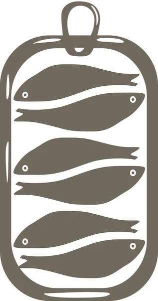 Konserven Sardinen Fisch Ikone Silhouette — Stockvektor