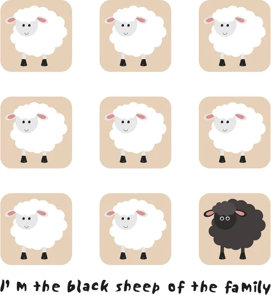 Mouton Noir Famille — Image vectorielle