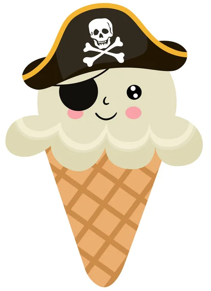 Карикатура Персонажа Пиратского Мороженого — стоковый вектор