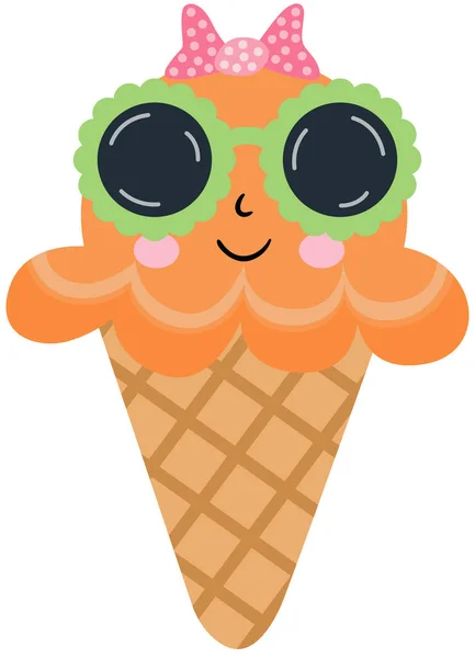 Забавный Рожок Мороженого Солнцезащитными Очками Лентой — стоковый вектор