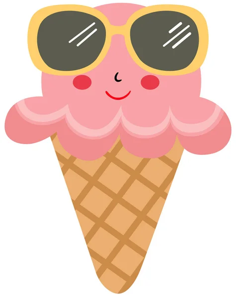 面白いアイスクリームコーンとともにサングラス — ストックベクタ