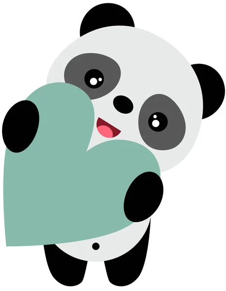 Mignon Panda Tenant Coeur — Image vectorielle
