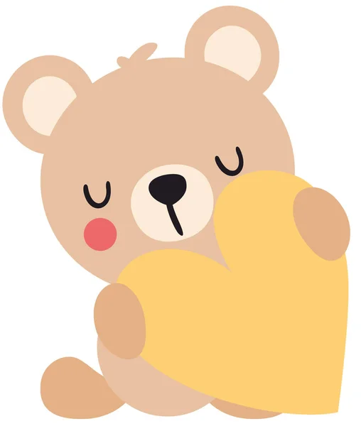 Urso Pelúcia Bonito Segurando Coração —  Vetores de Stock