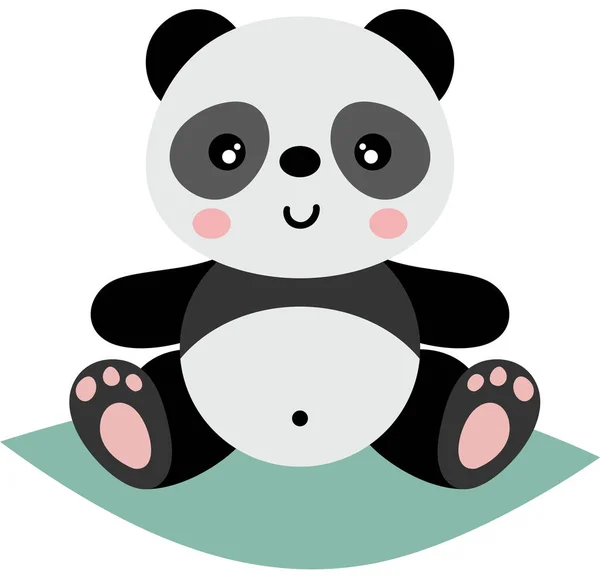 Mignon Panda Assis Isolé Sur Blanc — Image vectorielle
