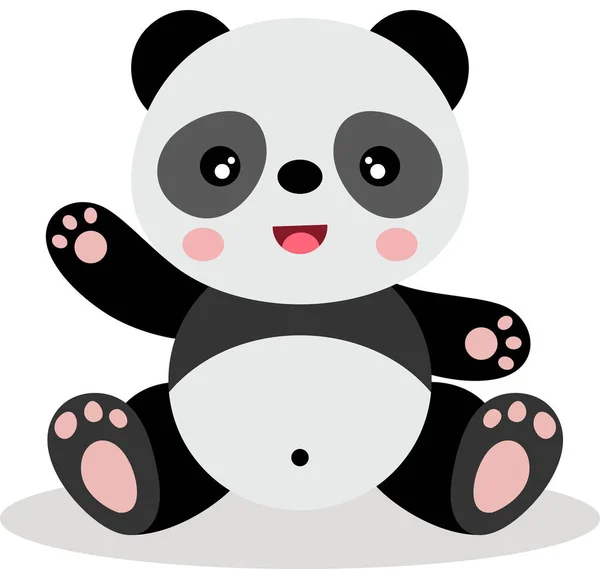 Mignon Panda Agitant Main Assis — Image vectorielle