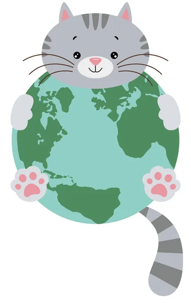 Küresi Olan Sevimli Bir Kedi — Stok Vektör
