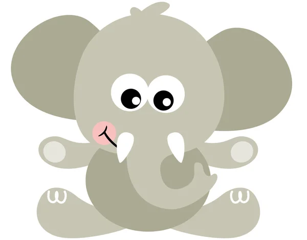 Симпатичный Слон Сидящий Белом — стоковый вектор
