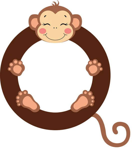 Śmieszne Słodkie Małpa Okrągłe Ramki — Wektor stockowy